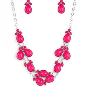 Botanical Banquet - Pink Necklace and Earrings Set